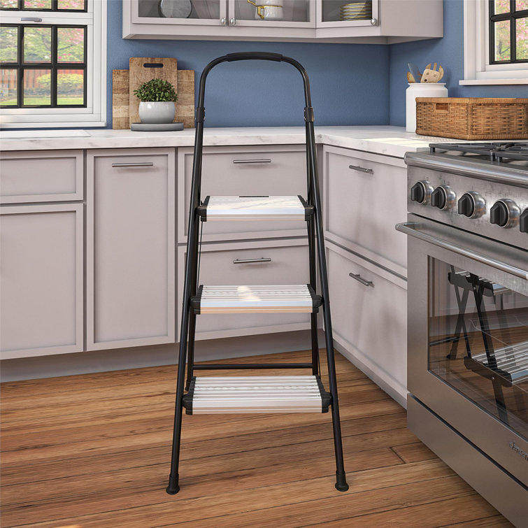 Cosco Three Step Folding Step Stool with Rubber Hand Grip